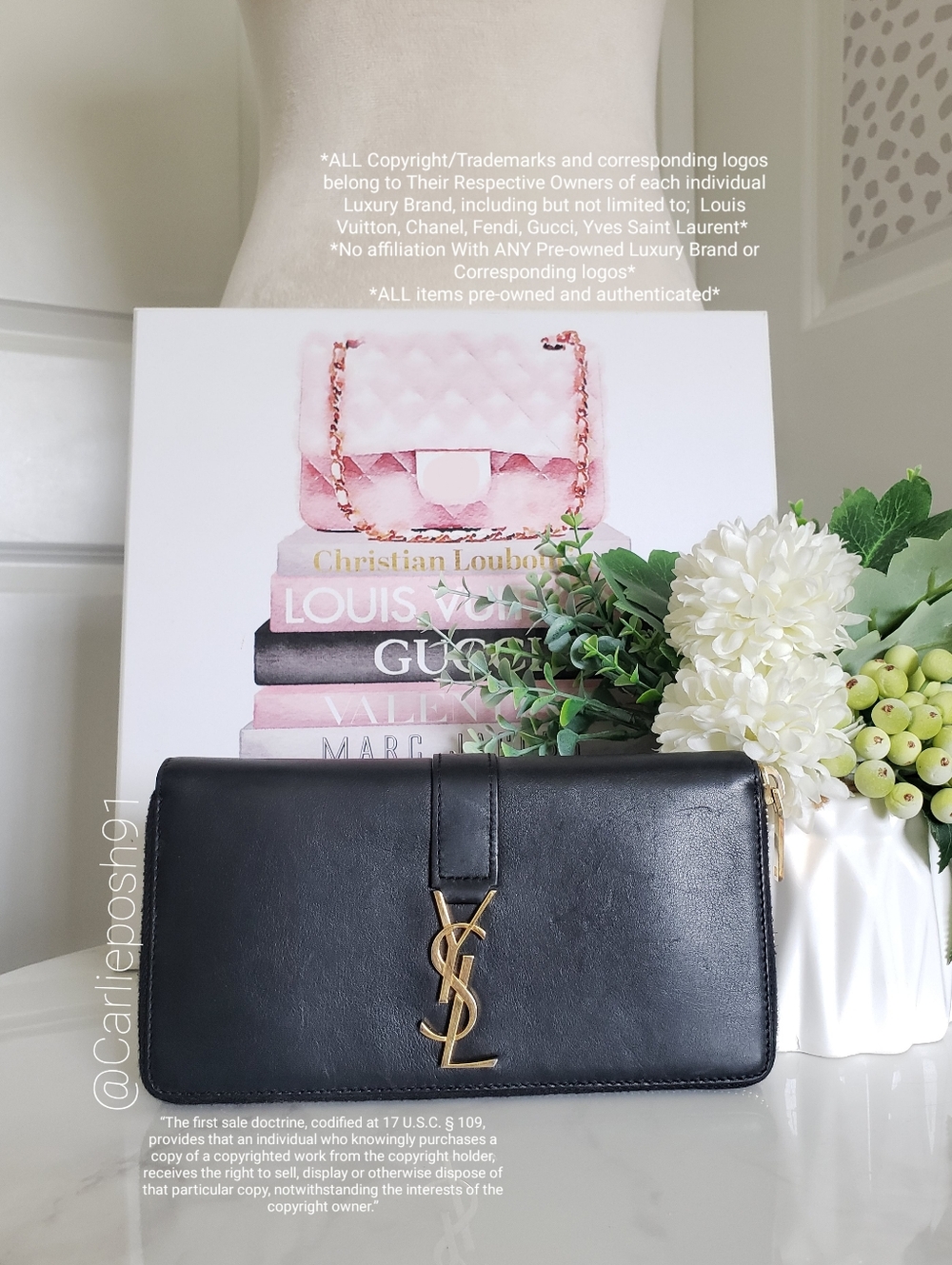Authentic Pre-owned Yves Saint Laurent Zip Around Wallet - Picture 2 of 14
